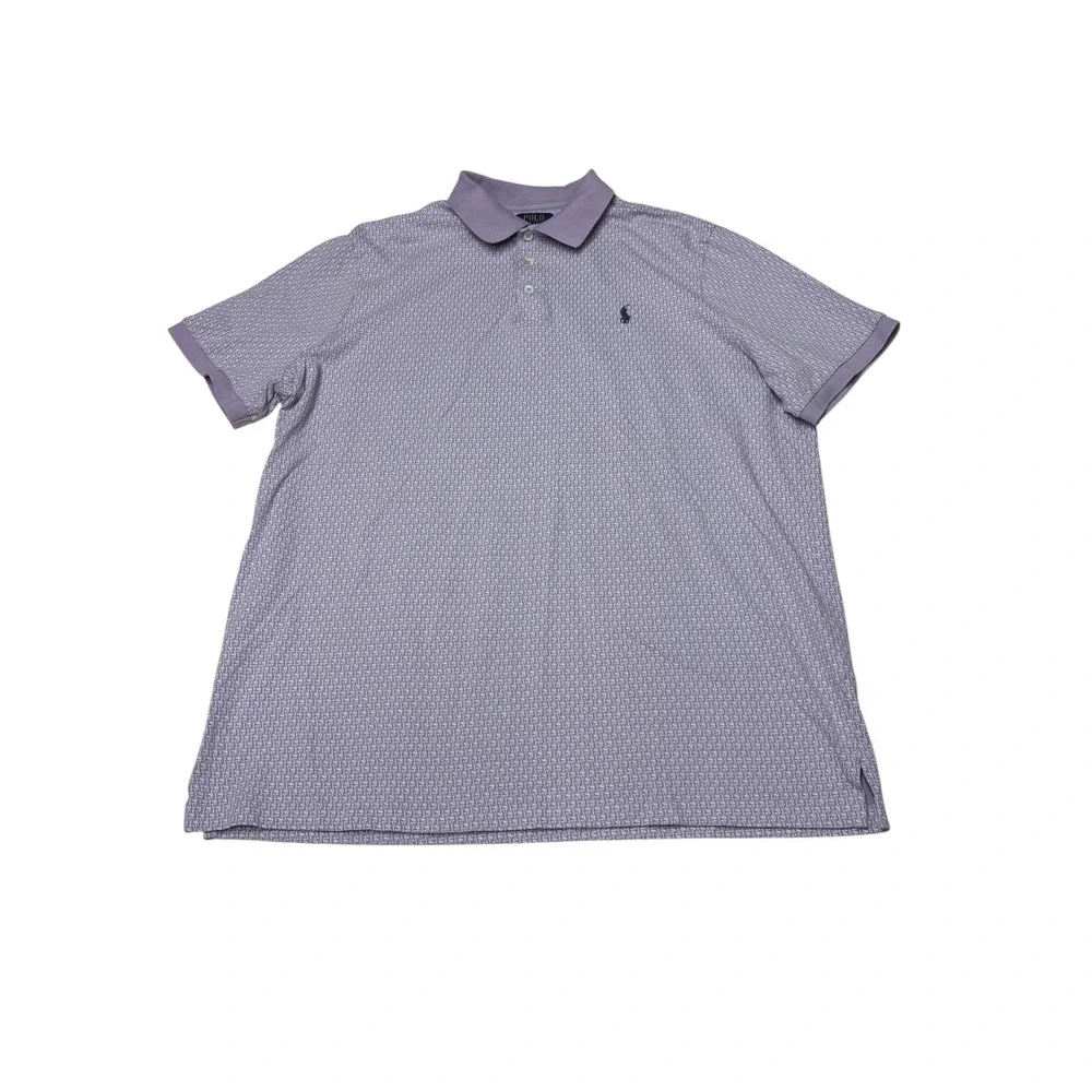 Polo Ralph Lauren Mens XL Purple Golf Club Print Stretch Mesh Polo Shirt